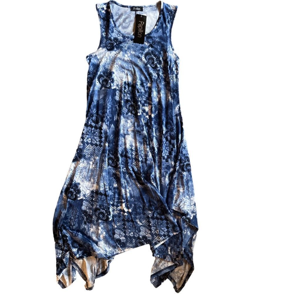 Papillon Asymmetrical Dress in Blue Size M